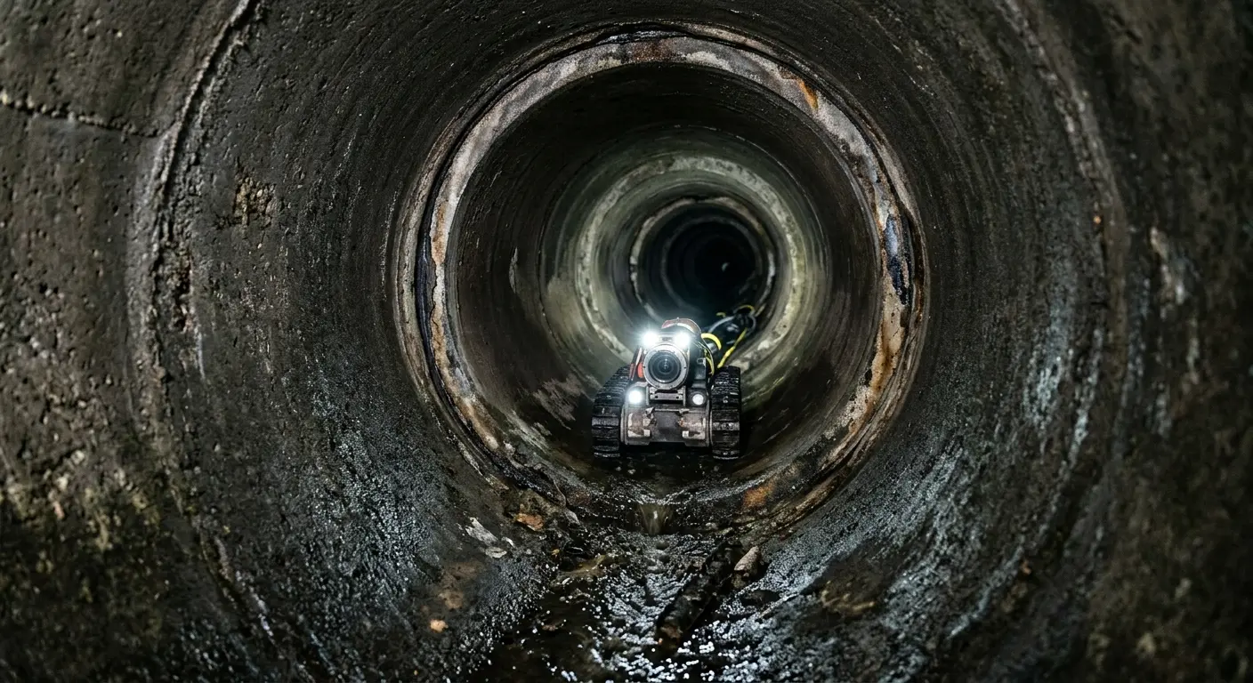 Robotic sewer camera inspecting pipe interior for Drain Snake Service in Orland